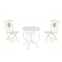 Souprava kovových židlí a stolu Aldeano (SET 2 + 1) - Krémová antik