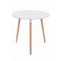 Jídelní stůl kulatý Angar, nohy natura  - v75 x Ø80 cm - Bílá