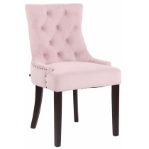 Jídelní židle Aberdeen - samet, dřevěné nohy antik tmavé - Ružová