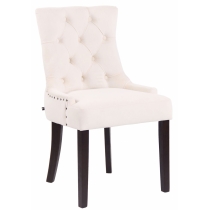 Jídelní židle Aberdeen - samet, dřevěné nohy antik tmavé - Krémová