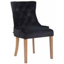 Jídelní židle Aberdeen - samet, dřevěné nohy antik světlé - Černá