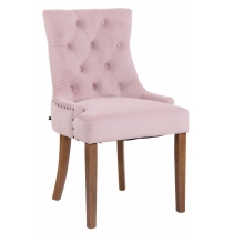 Jídelní židle Aberdeen - samet, dřevěné nohy antik světlé - Ružová