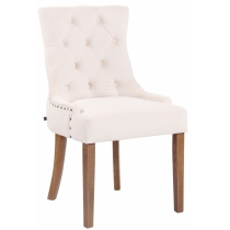 Jídelní židle Aberdeen - samet, dřevěné nohy antik světlé - Krémová