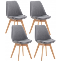 Židle Linares (SET 4 ks) - látka, dřevěné nohy natura - Světle šedá