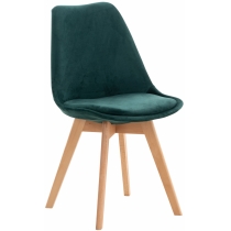 Židle Linares - samet, dřevěné nohy natura - Zelená