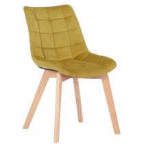 Židle Passaic - samet, dřevěné nohy natura - Žlutá