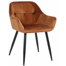 Jídelní židle Emia - samet, kovové nohy černé - Hnědá