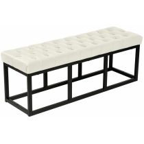 Lavice Polson - samet, černá 120 cm - Krémová