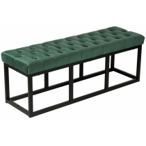 Lavice Polson - samet, černá 120 cm - Zelená