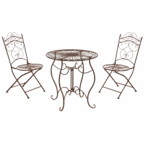 Souprava kovových židlí a stolu Indra (SET 2 + 1) - Hnědá antik