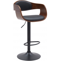 Barová židle Kingston B - koženka, černý rám - ořech/černá