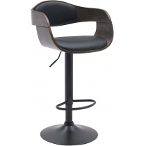 Barová židle Kingston B - koženka, černý rám - černá/šedá