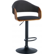 Barová židle Nilse - látka, černý rám - ořech/černá