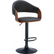 Barová židle Nilse - koženka, černý rám - ořech/černá