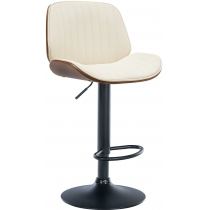 Barová židle Nova - koženka, černý rám - Ořech / Krémová