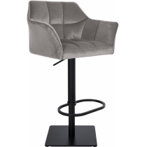 Barová židle Damaso B - samet, černý rám - Šedá