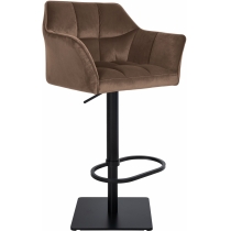 Barová židle Damaso B - samet, černý rám - Hnědá