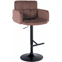 Barová židle Los Angeles - samet, černý rám - hnědá