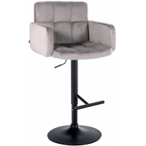 Barová židle Los Angeles - samet, černý rám - šedá