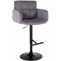 Barová židle Los Angeles - samet, černý rám - tmavě šedá