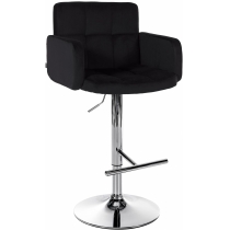 Barová židle Los Angeles - samet, chrom rám - černá