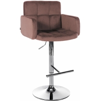 Barová židle Los Angeles - samet, chrom rám - hnědá