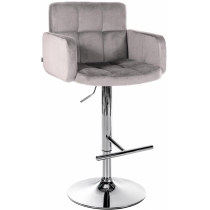 Barová židle Los Angeles - samet, chrom rám - šedá