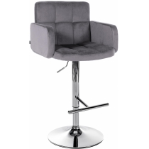 Barová židle Los Angeles - samet, chrom rám - tmavě šedá
