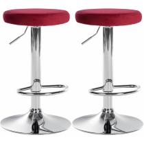 2x Barová židle Ponte - samet, chrom- Červená