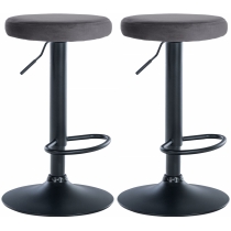 2x Barová židle Ponte - samet, černý rám - Tmavě šedá