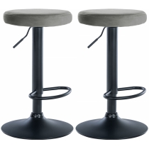 2x Barová židle Ponte - samet, černý rám - Šedá