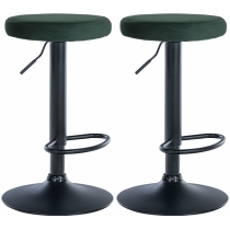 2x Barová židle Ponte - samet, černý rám - Zelená
