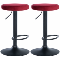 2x Barová židle Ponte - samet, černá- Červená