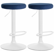 2x Barová židle Ponte - samet, bílý rám - Modrá
