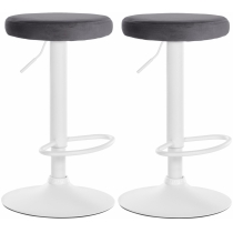 2x Barová židle Ponte - samet, bílý rám - Tmavě šedá