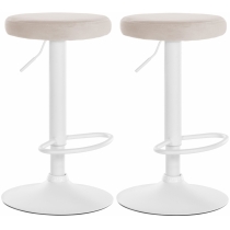 2x Barová židle Ponte - samet, bílý rám - Krémová