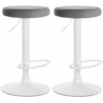 2x Barová židle Ponte - samet, bílý rám - Šedá