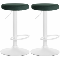 2x Barová židle Ponte - samet, bílý rám - Zelená