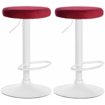 2x Barová židle Ponte - samet, bílý rám- Červená