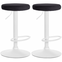 2x Barová židle Ponte - samet, bílý rám - Černá