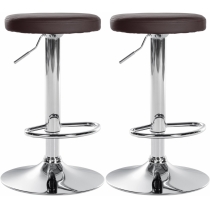 2x Barová židle Ponte - koženka, chrom rám - Hnědá