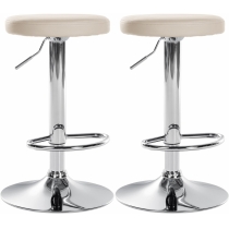 2x Barová židle Ponte - koženka, chrom rám - Krémová