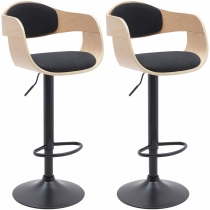 2x Barová židle Kingston B - látka, černý rám - přírodní/černá