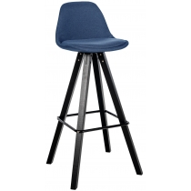 Barová židle Corbin Square - látka, černý rám - modrá