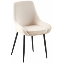 Jídelní židle Elmira - samet, černý rám - Krémová