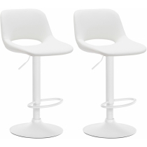 2x Barová židle Camden - koženka, bílý rám - Bílá