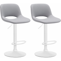 2x Barová židle Camden - koženka, bílý rám - Šedá