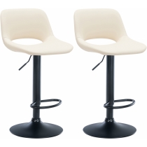 2x Barová židle Camden - koženka, černý rám - Krémová
