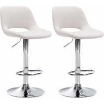 2x Barová židle Camden - látka, chrom - Krémová