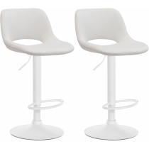 2x Barová židle Camden - samet, bílý rám - Krémová